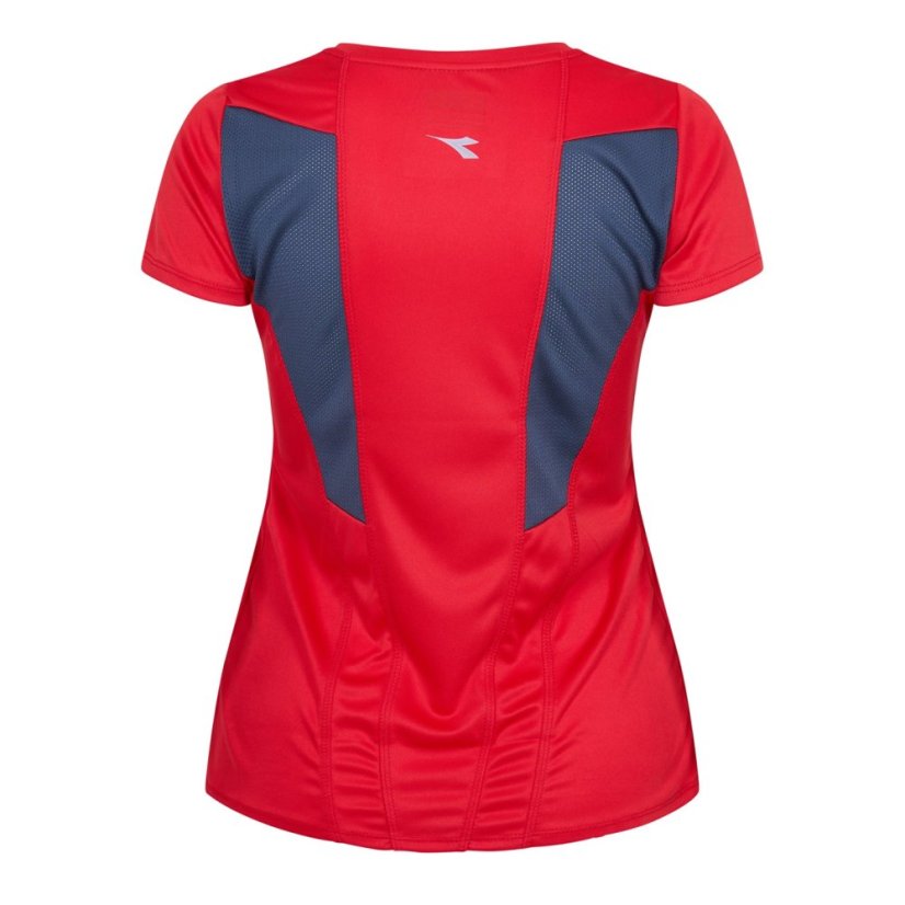 Diadora Women's Short Sleeve Performance Gym Top Tomato Red