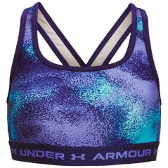 Under Armour Mid Crossback Printed Sports Bra Girls Sonar Blue