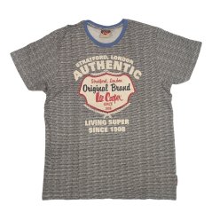 Lee Cooper All Over Print Crew Neck T Shirt Mens Mid Blue