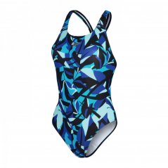 Speedo Allover Digital Powerback Swimsuit Womens Black/Blue
