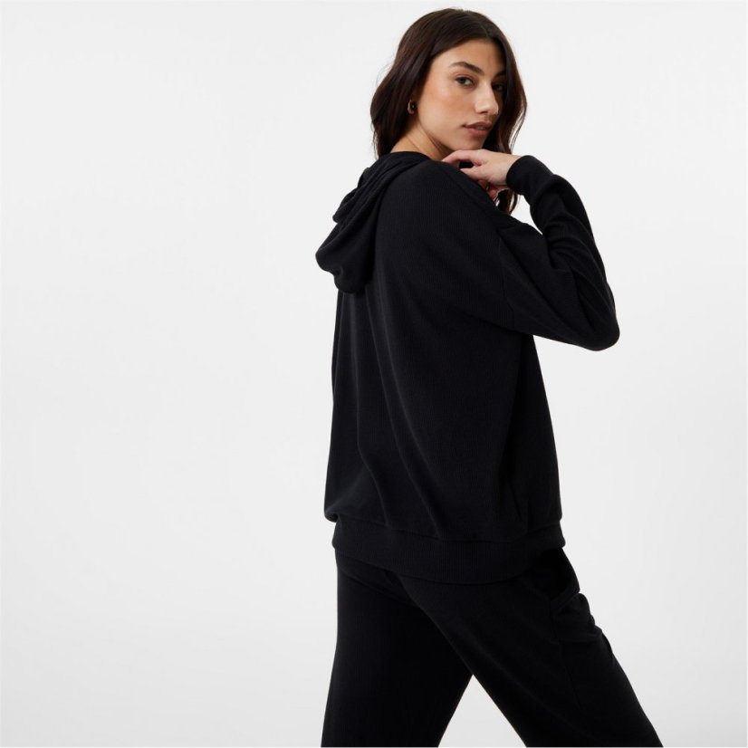 USA Pro Ribbed Slouchy Hoodie Jet Black