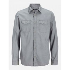 Jack and Jones Sheridan Denim Shirt Mens Lt Grey Melange