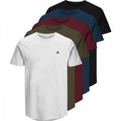 Jack and Jones 5 Pack Brody Short Sleeve T-Shirt Mens White/Green/Burgundy/Blue/Blac