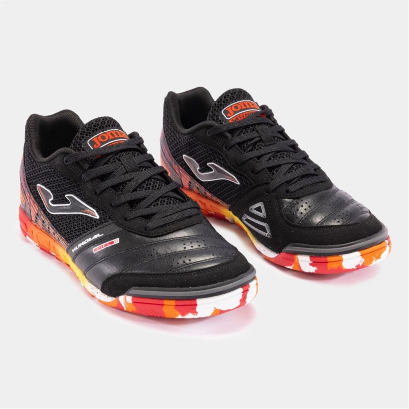 Joma Mundial Leather Indoor Football Trainers Black/Orange