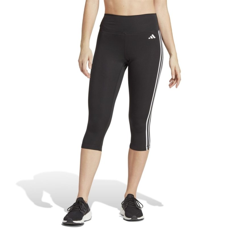 adidas Train Essentials 3-Stripes High Waisted Three Quarter Leggings Black