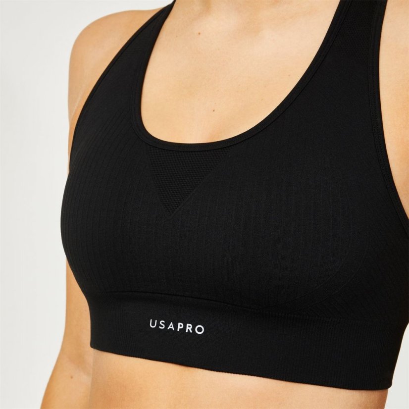 USA Pro Core Seamless Crop Sports Bra Black