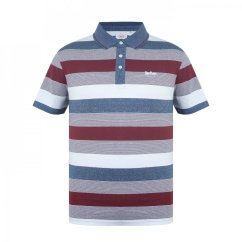 Lee Cooper Stripe Polo Mens Burgundy