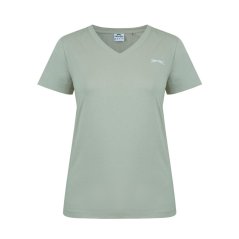 Slazenger Ladies V Neck Tee Shirt Moss Green