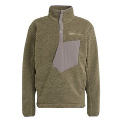 adidas Men's 1/4 Zip Pile Fleece Fabric Olive Strata