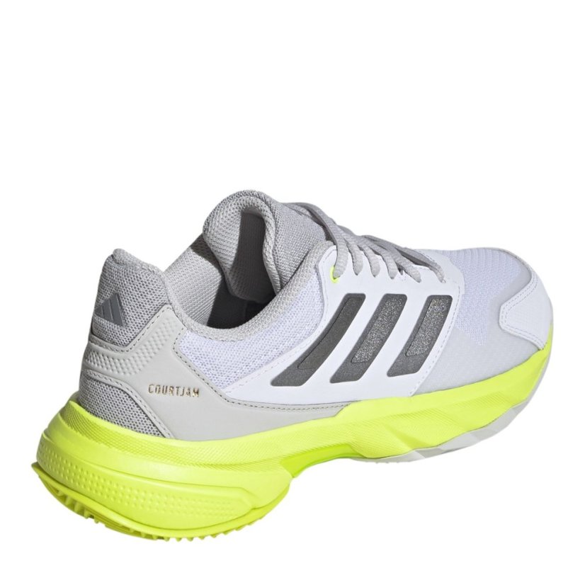 adidas Women's Courtjam Control 3 Clay Court Tennis Shoes White/Met/Lemon