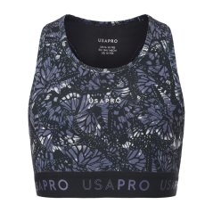 USA Pro Fitness Crop Top Junior Girls Black Butterfly