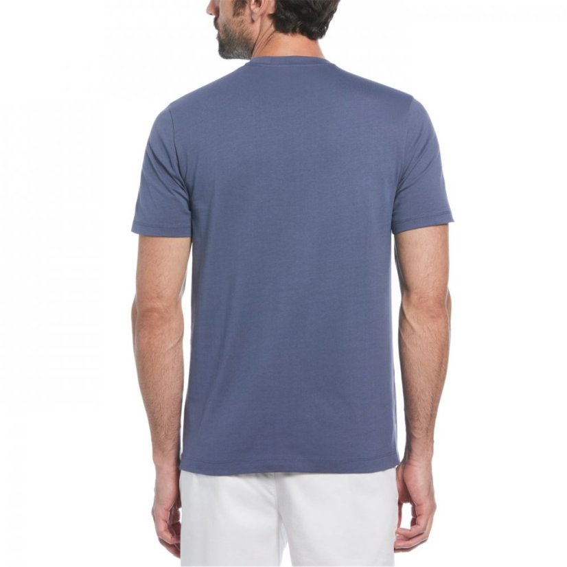 Original Penguin Pin Point Embroidered T-Shirt Blue Indigo 970