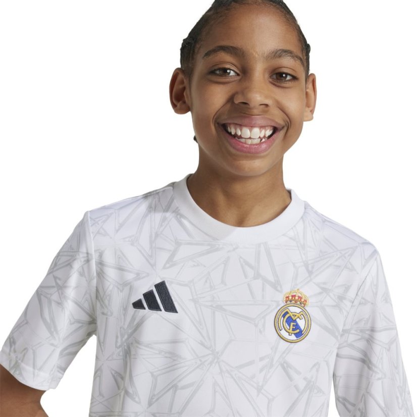 adidas Real Madrid Pre Match Shirt 2024 2025 Juniors White