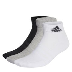 adidas Cushioned Sportswear Ankle Socks 3 Pairs Gry/Blk/Wht