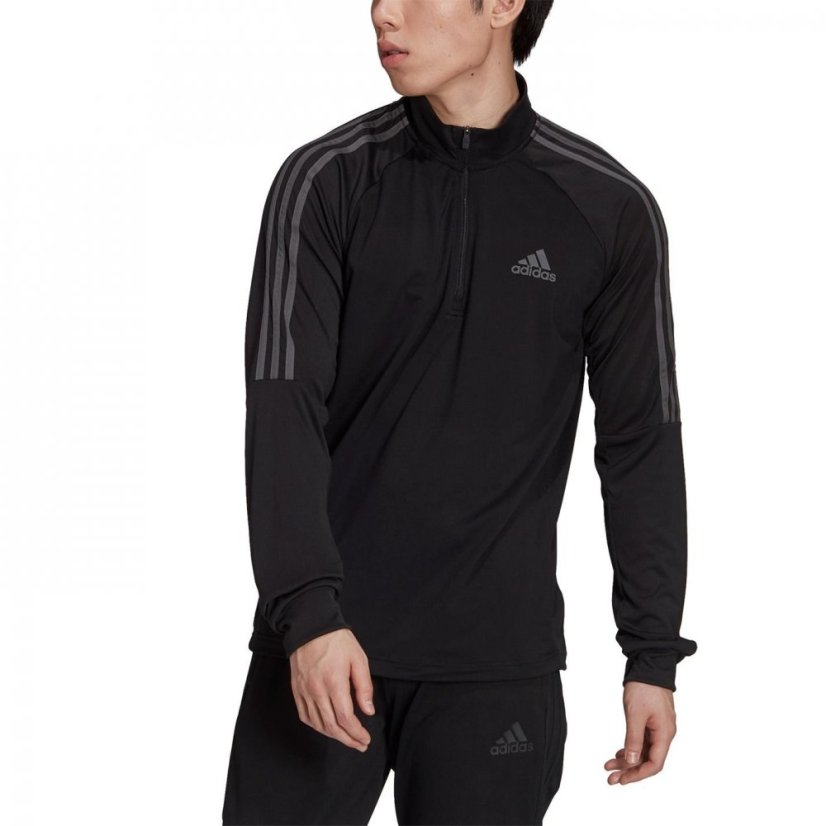 adidas Sereno Long Sleeve Zip Top Mens Black/Grey