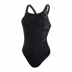 Speedo Print Swimsuit Womens Black/Grey
