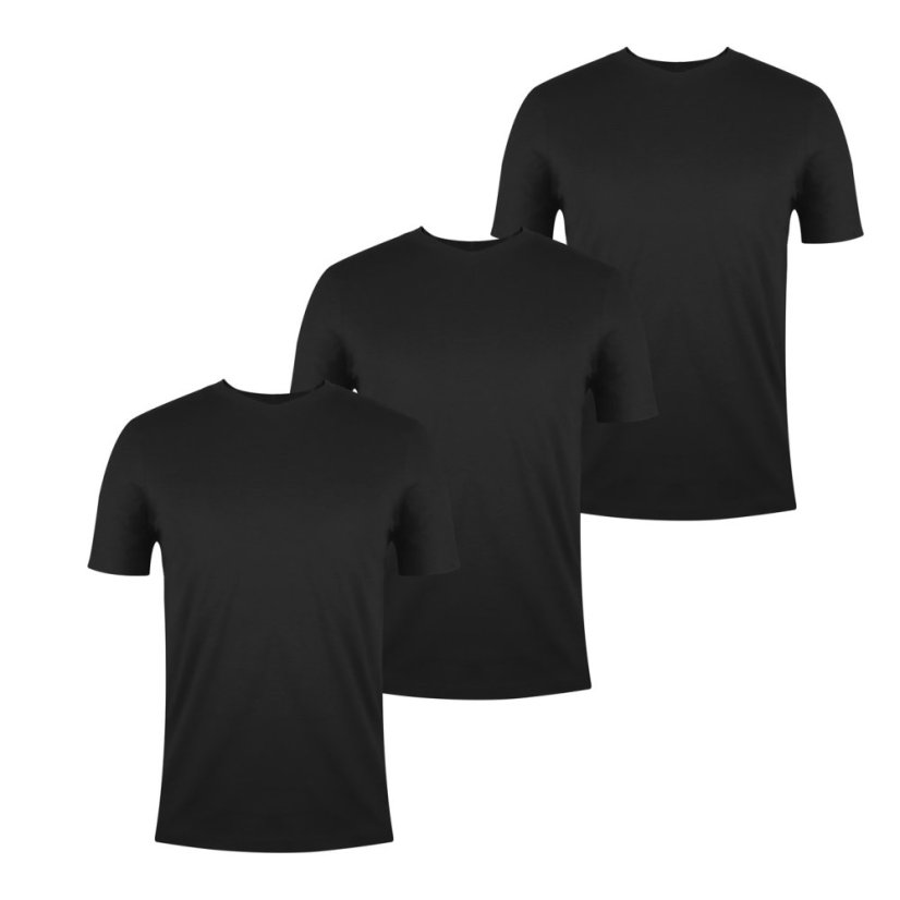 Donnay Three Pack V Neck pánské tričko Black