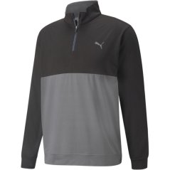 Puma Gamer Colorblock quarter Zip Fleece Mens Blk-Quiet Sh