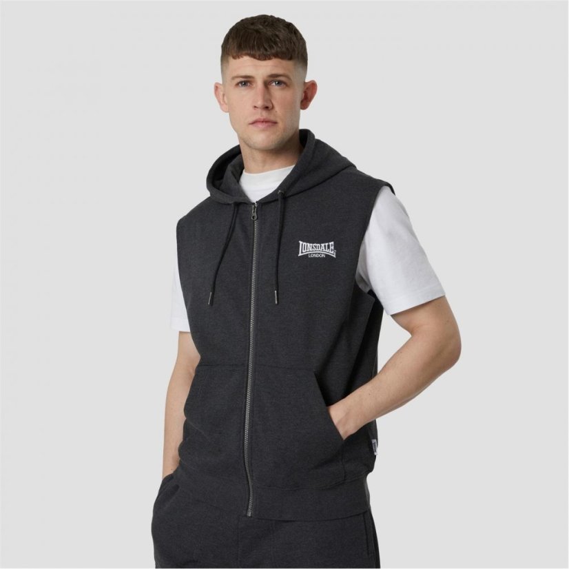 Lonsdale Heavyweight Sleeveless Hoodie Charcoal