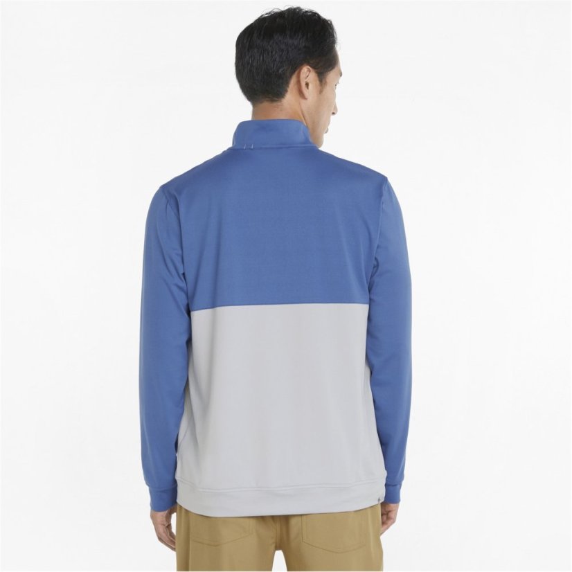 Puma Gamer Colorblock quarter Zip Fleece Mens Blue Grey