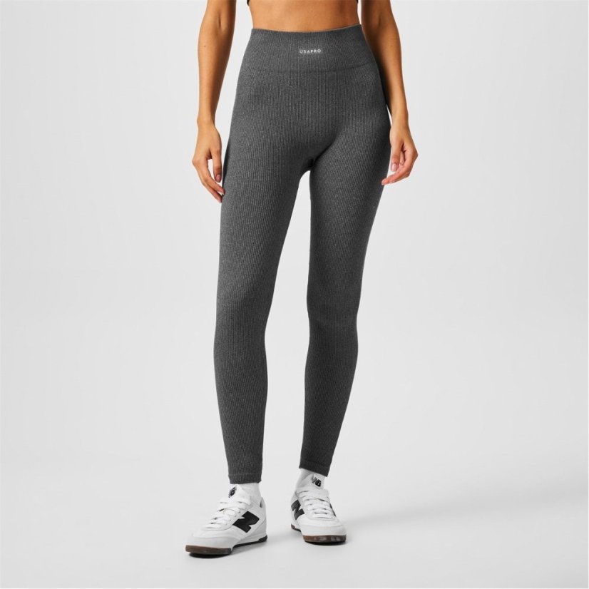 USA Pro USAPro Ribbed Leggings Womens Espresso Marl