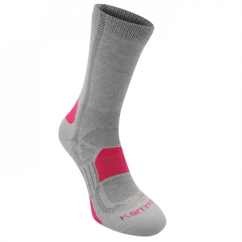 Karrimor 2 Pack Walking Socks Ladies Ligh Grey Fusch