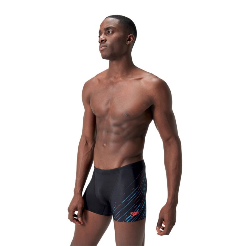 Speedo Men's Hyperboom V Cut Swim Shorts Blk/Blue/Red
