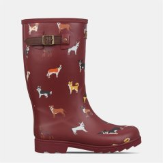 Gelert Fur Lined Welly Boot Womens Burgundy Dog