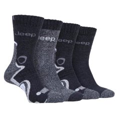 Jeep 4 Pack Performance Boot Socks Mens Charcoal Print