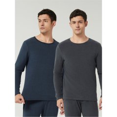 Howick 2 Pack Long Sleeve Thermal T-Shirts Navy/Charcoal