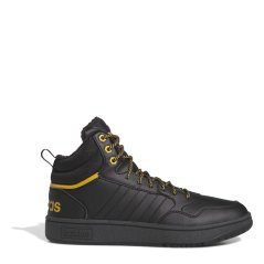 adidas Hoops 3.0 Mid Lifestyle Basketball Classic Fur Lining Winterized Shoes Black/Yellow