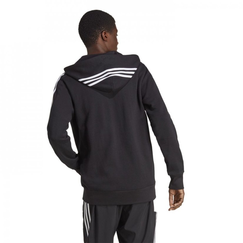 adidas Essentials French Terry 3-Stripes Zip Hoodie Mens Black/White