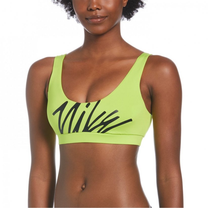 Nike Multi Logo Bandeau Bikini Top Womens Atomic Green
