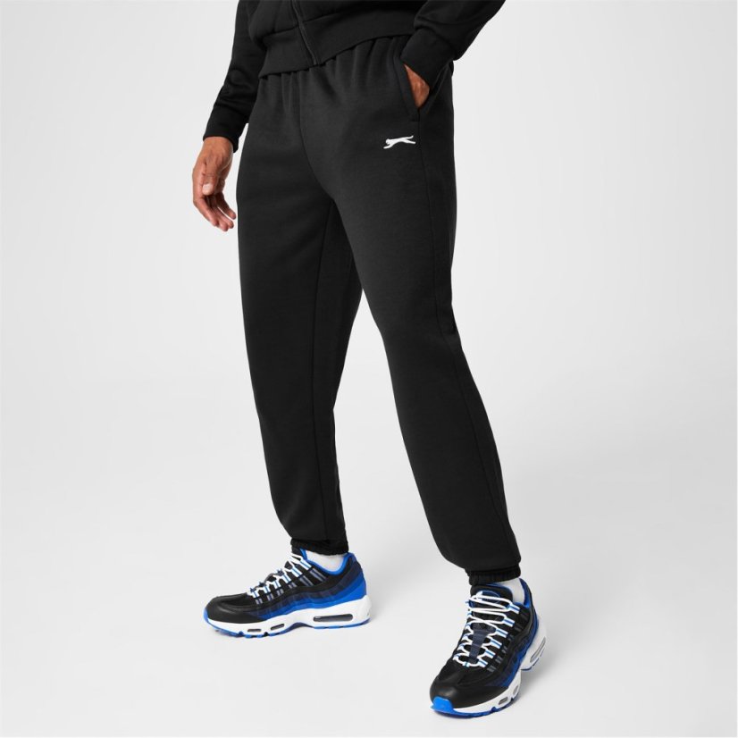 Slazenger Cuffed Fleece Jogging Bottoms Mens Black