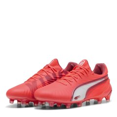 Puma King Ultimate.1 Firm Ground Football Boots Womens White-Red Fire
