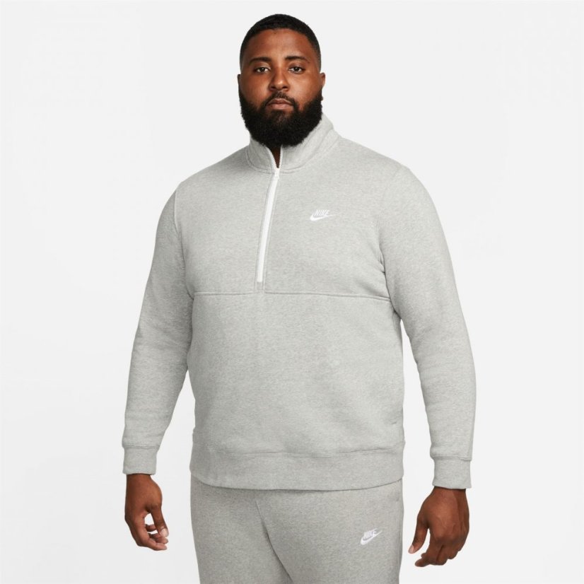 Nike Club Half Zip Top Mens Grey Heather