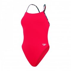 Speedo Lattice Tie-Back Swimsuit Womens Watermelon
