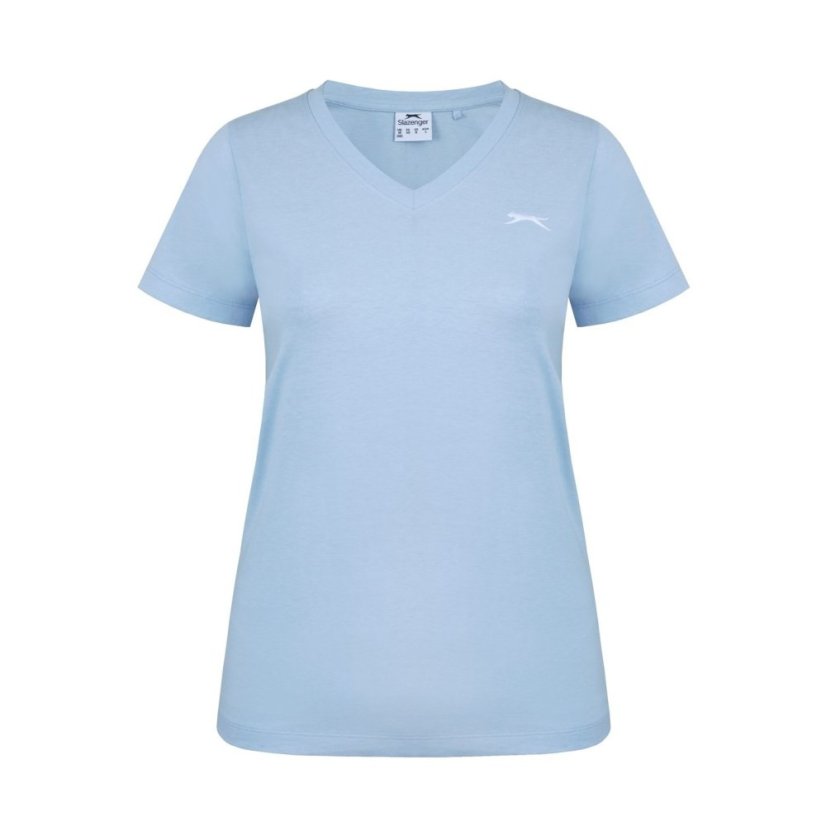 Slazenger Ladies V Neck Tee Shirt Light Blue