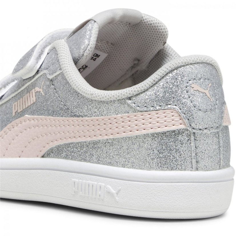 Puma Smash 3.0 Glitz Glam V Infant Girl Trainers Grey/Pink