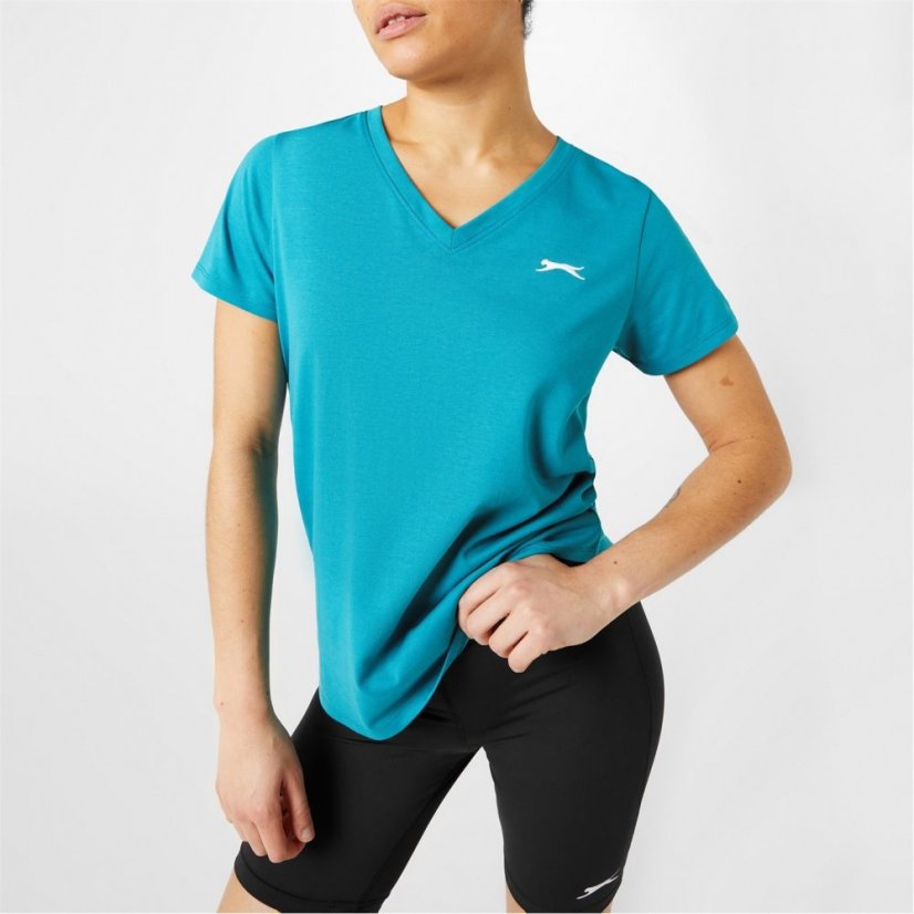 Slazenger V Neck T Shirt Ladies Teal