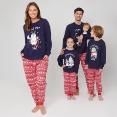 Linea Ladies Family Christmas Penguin Pyjama Set Navy/Red
