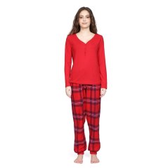 Linea Rib Flannel Pyjama Set Red