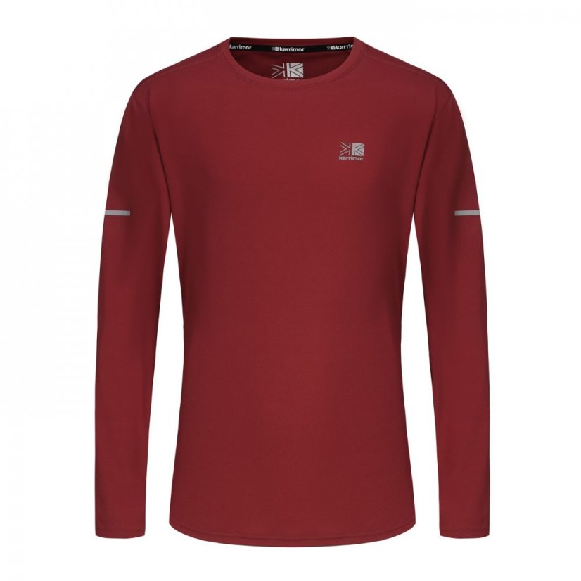 Karrimor Long Sleeve Run T Shirt Mens Maroon Red