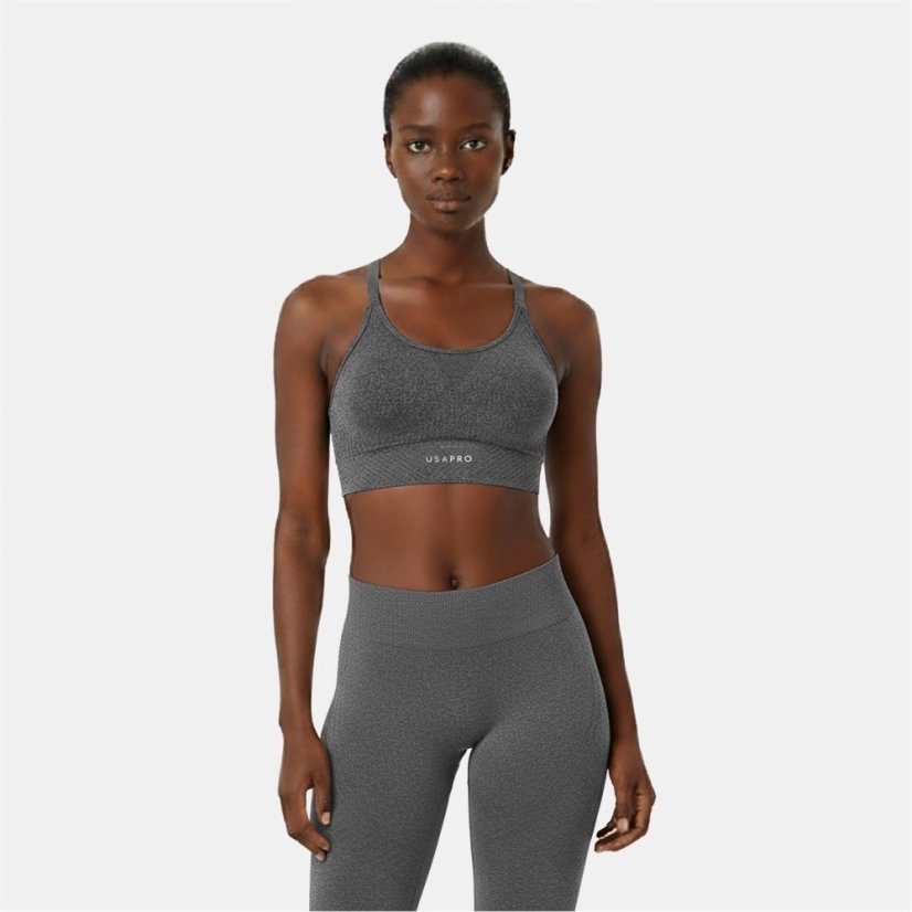 USA Pro UP Seamless Adjustable Sports Bra Charcoal