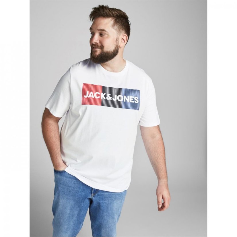 Jack and Jones Short Sleeve Logo T-Shirt Mens Plus Size White