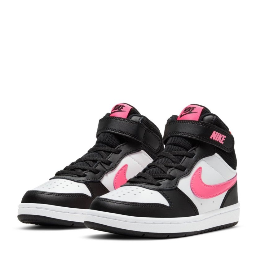 Nike Court Borough Mid 2 Little Kids' Shoes Black/Pink/Wht