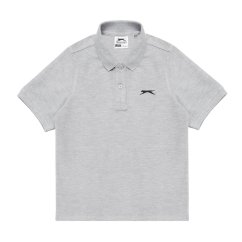 Slazenger Plain Polo Shirt Junior Grey Marl