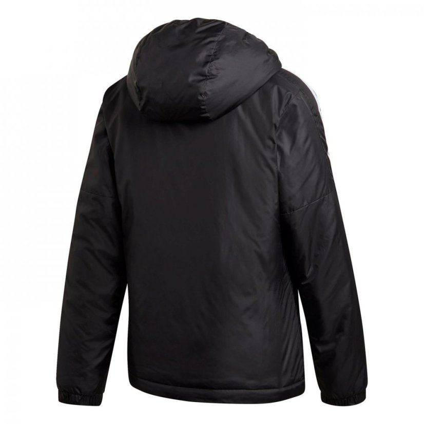 adidas 3 Stripe Essential Hooded Jacket Womens Black/White - Veľkosť: XS (4-6)