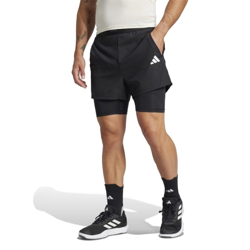 adidas Gym+ 2-in-1 pánske šortky Black/Black