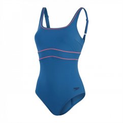 Speedo Womens Shaping Contour Eclipse Swimsuit Blue/Rose